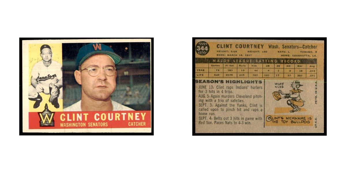 1960 Topps (damaged) Clint Courtney Baseball Cards #344