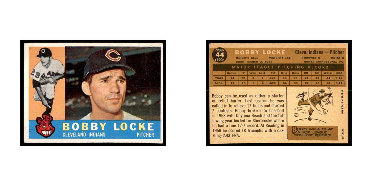 1960 Topps (damaged) Bobby Locke Baseball Cards #44