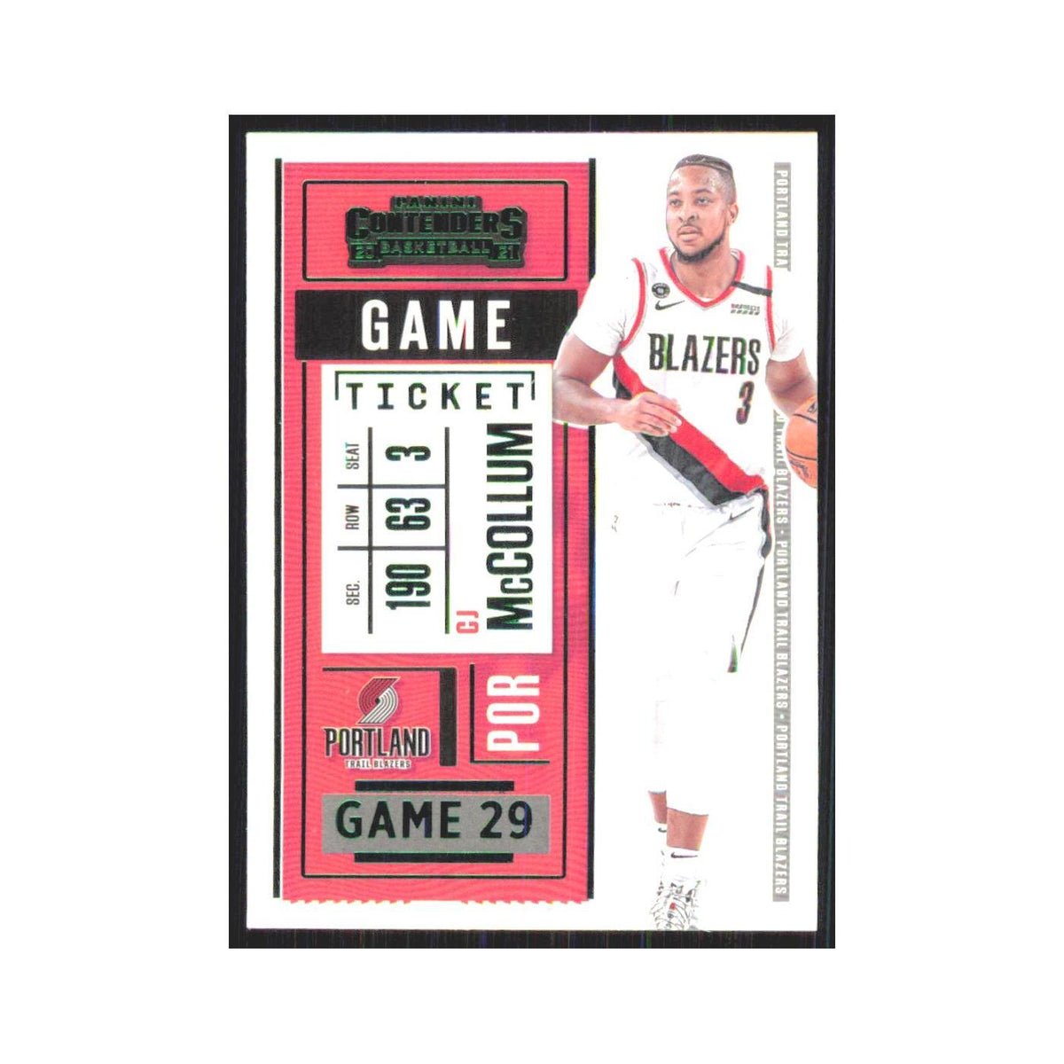 2020 Panini Contenders Green CJ McCollum Blazers #59