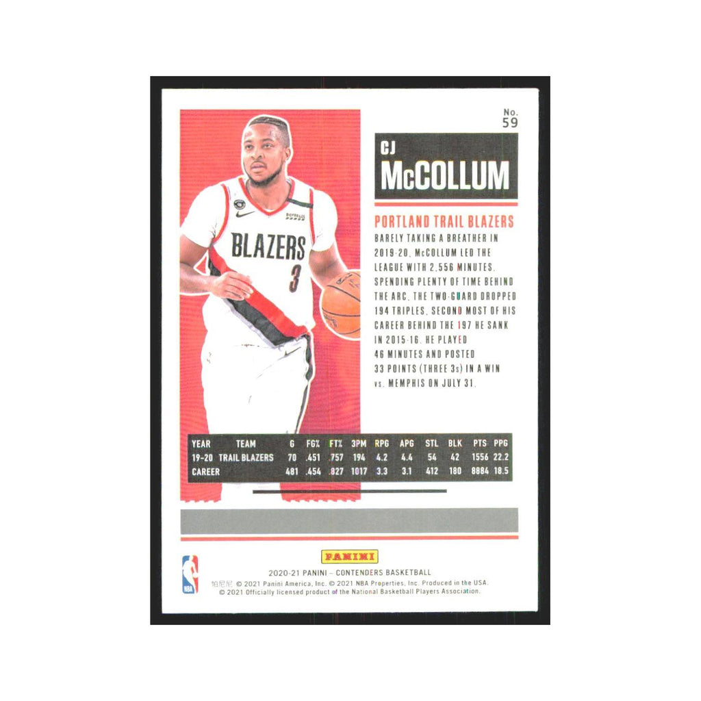 2020 Panini Contenders Green CJ McCollum Blazers #59