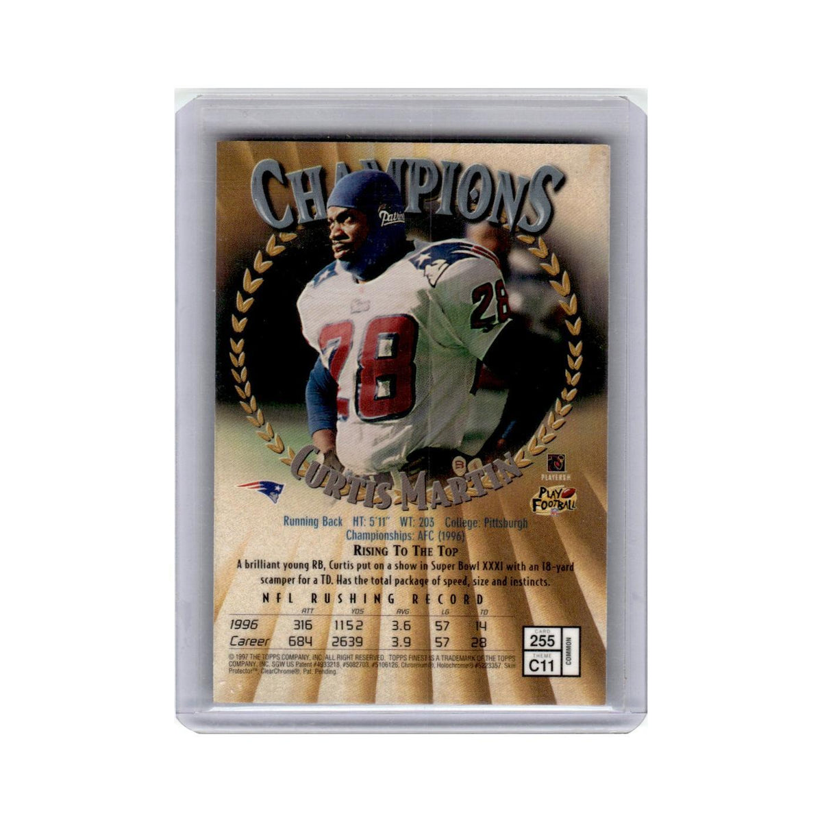 Curtis Martin 1997 Topps Finest Champions #255 New England Patriots NM