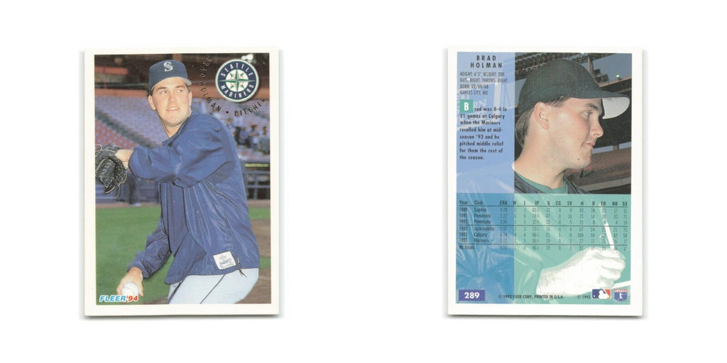 Brad Holman Rookie 1994 Fleer #289 Seattle Mariners Baseball Card NM