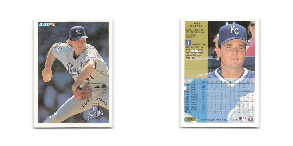 John Habyan 1994 Fleer #158 Kansas City Royals Baseball Card NM