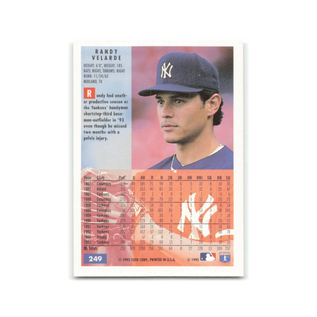 Randy Velarde 1994 Fleer #249 New York Yankees Baseball Card NM