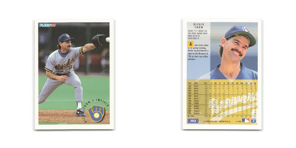 Dickie Thon 1994 Fleer #193 Milwaukee Brewers Baseball Card NM
