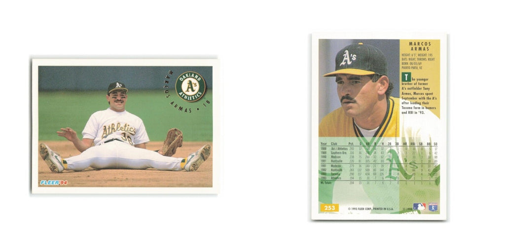 Marcos Armas 1994 Fleer #253 Oakland Athletics Baseball Card NM