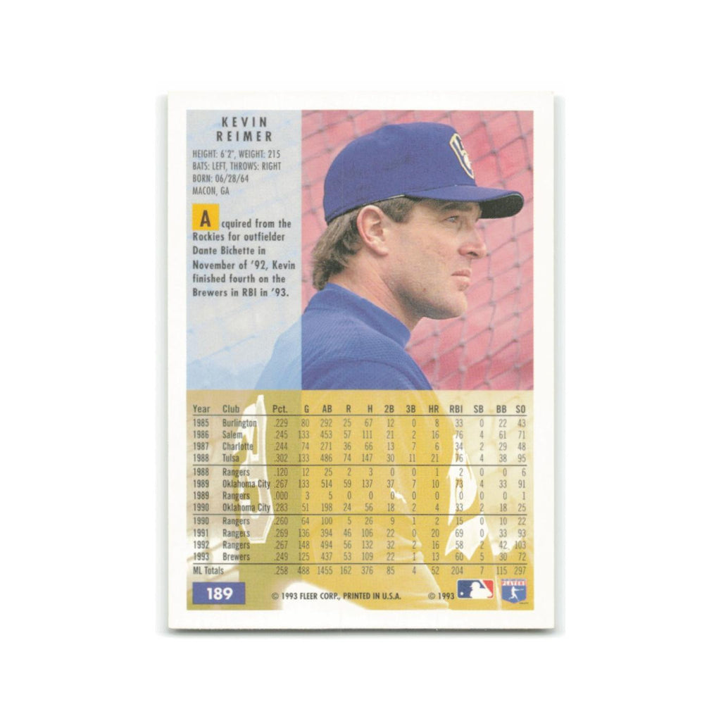 Kevin Reimer 1994 Fleer #189 Milwaukee Brewers Baseball Card NM