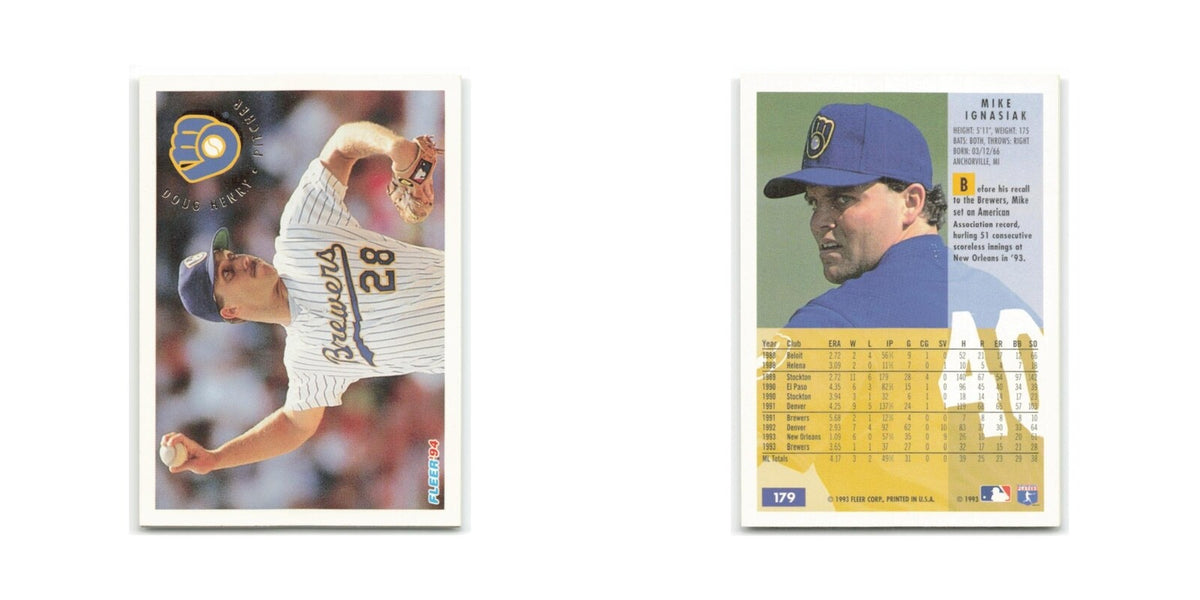 Mike Ignasiak 1994 Fleer #179 Milwaukee Brewers Baseball Card NM
