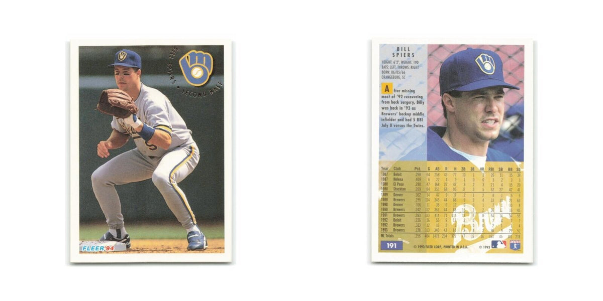 Bill Spiers 1994 Fleer #191 Milwaukee Brewers Baseball Card NM