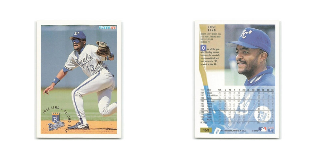 Jose Lind 1994 Fleer #163 Kansas City Royals Baseball Card NM