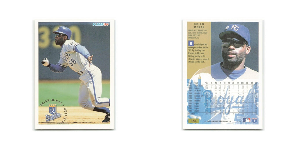 Brian McRae 1994 Fleer #167 Kansas City Royals Baseball Card NM