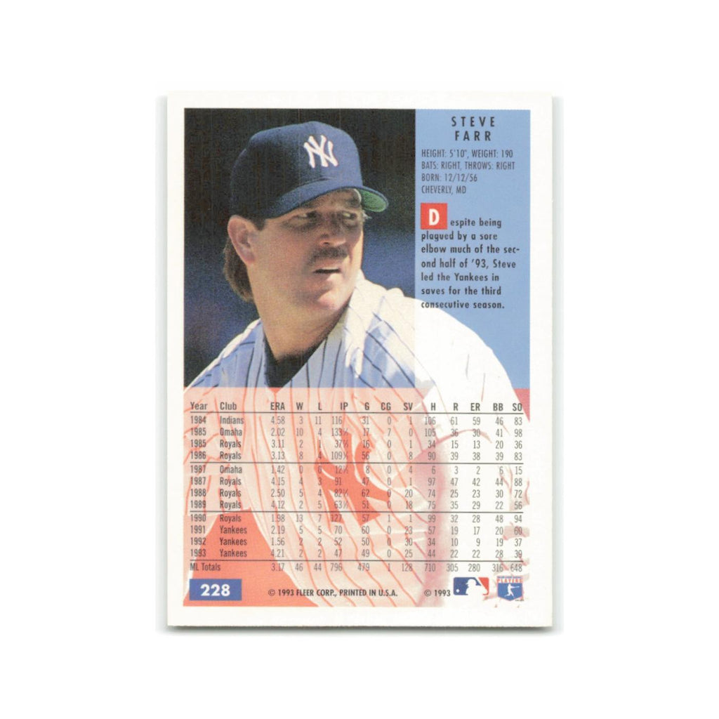 Steve Farr 1994 Fleer #228 New York Yankees Baseball Card NM