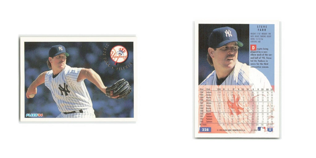 Steve Farr 1994 Fleer #228 New York Yankees Baseball Card NM
