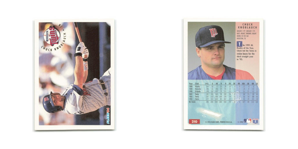 Chuck Knoblauch 1994 Fleer #210 Minnesota Twins Baseball Card NM
