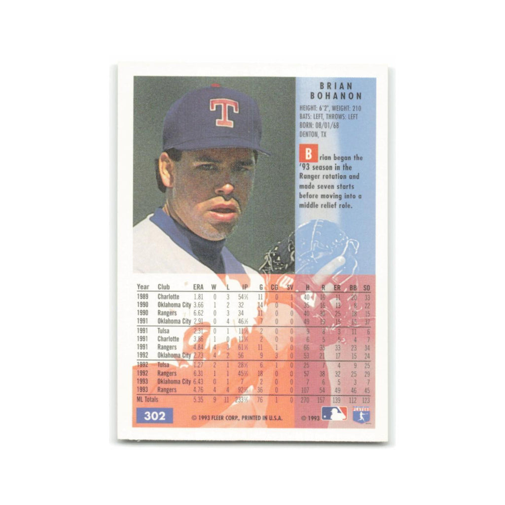 Brian Bohanon 1994 Fleer #302 Texas Rangers Baseball Card NM