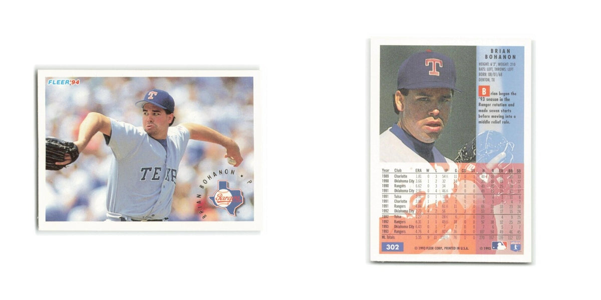Brian Bohanon 1994 Fleer #302 Texas Rangers Baseball Card NM