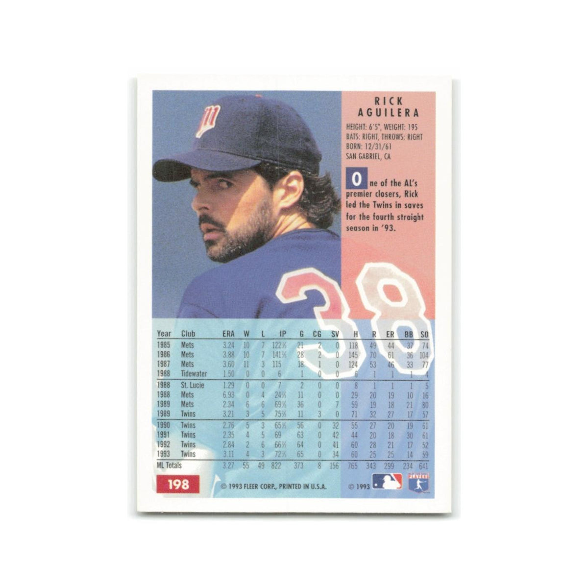 Rick Aguilera 1994 Fleer #198 Minnesota Twins Baseball Card NM