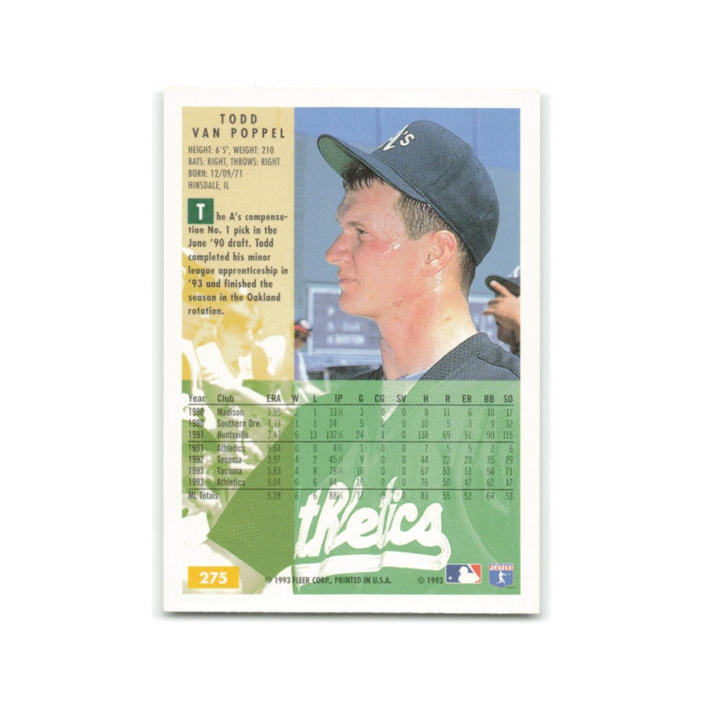 Todd Van Poppel 1994 Fleer #275 Oakland Athletics Baseball Card NM