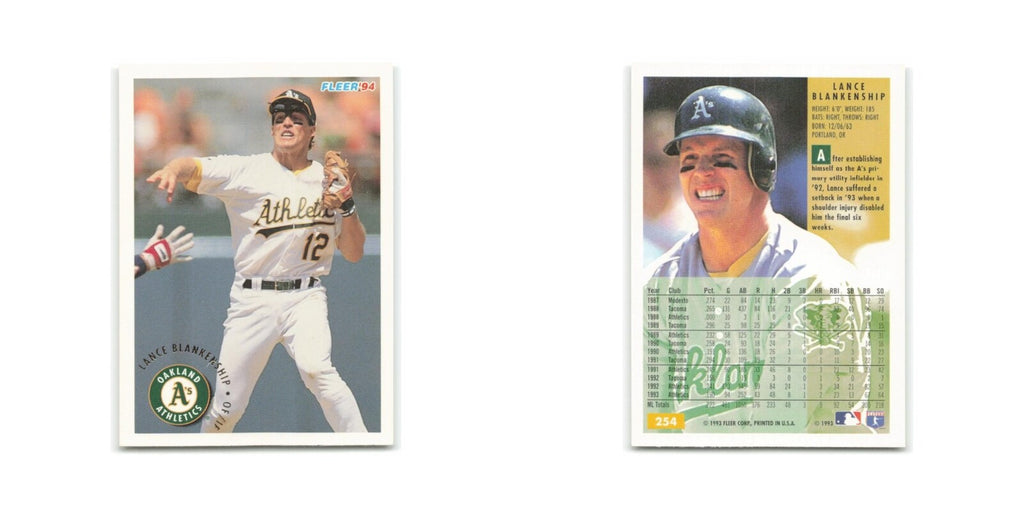 Lance Blankenship 1994 Fleer #254 Oakland Athletics Baseball Card NM