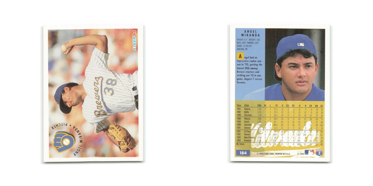 Angel Miranda 1994 Fleer #184 Milwaukee Brewers Baseball Card NM