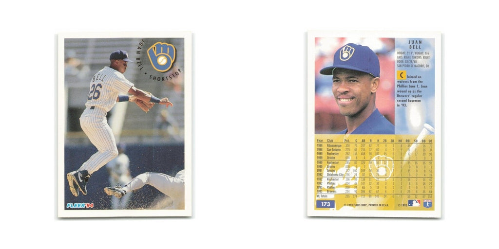 Juan Bell 1994 Fleer #173 Milwaukee Brewers Baseball Card NM