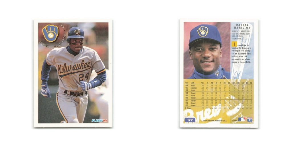 Darryl Hamilton 1994 Fleer #177 Milwaukee Brewers Baseball Card NM