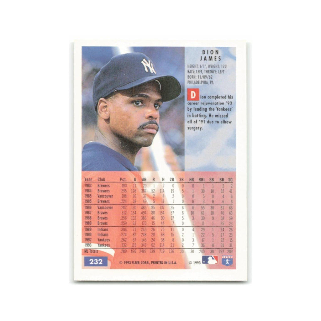 Dion James 1994 Fleer #232 New York Yankees Baseball Card NM