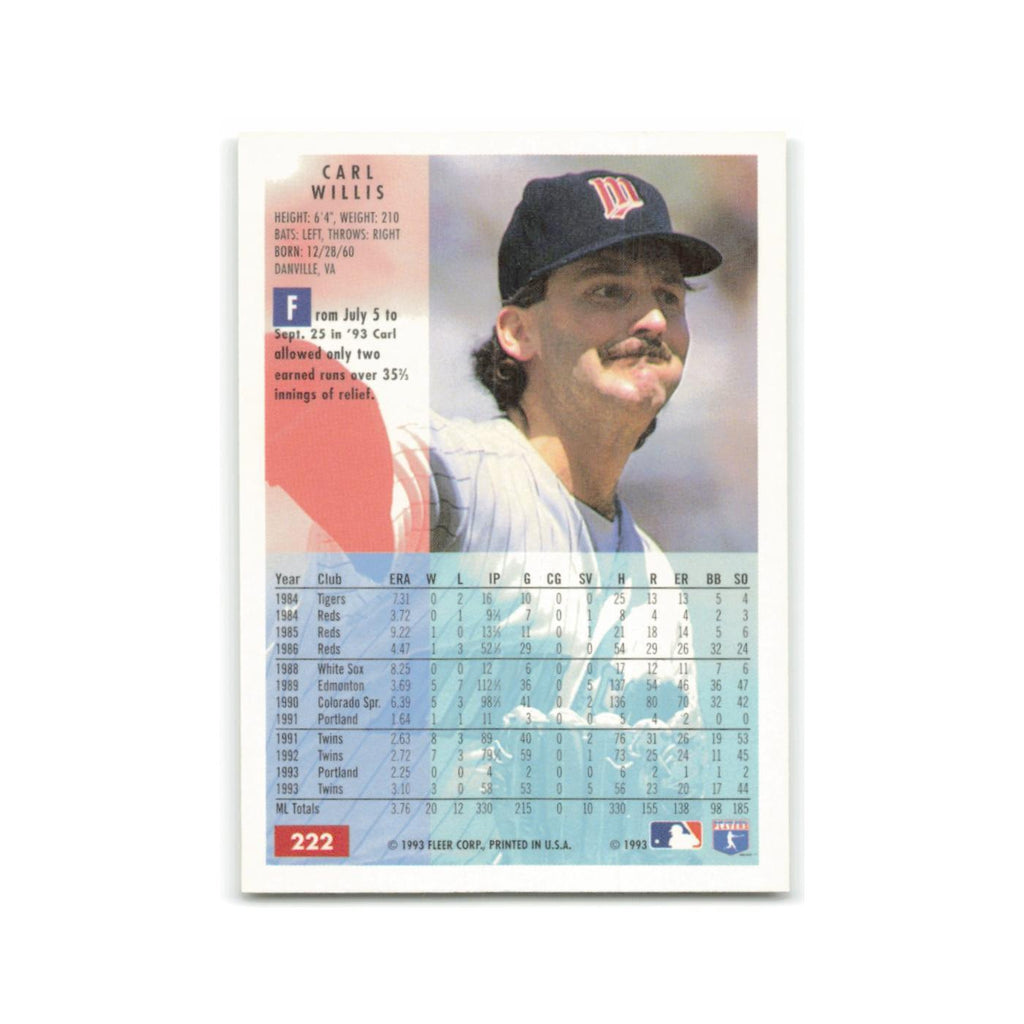 Carl Willis 1994 Fleer #222 Minnesota Twins Baseball Card NM