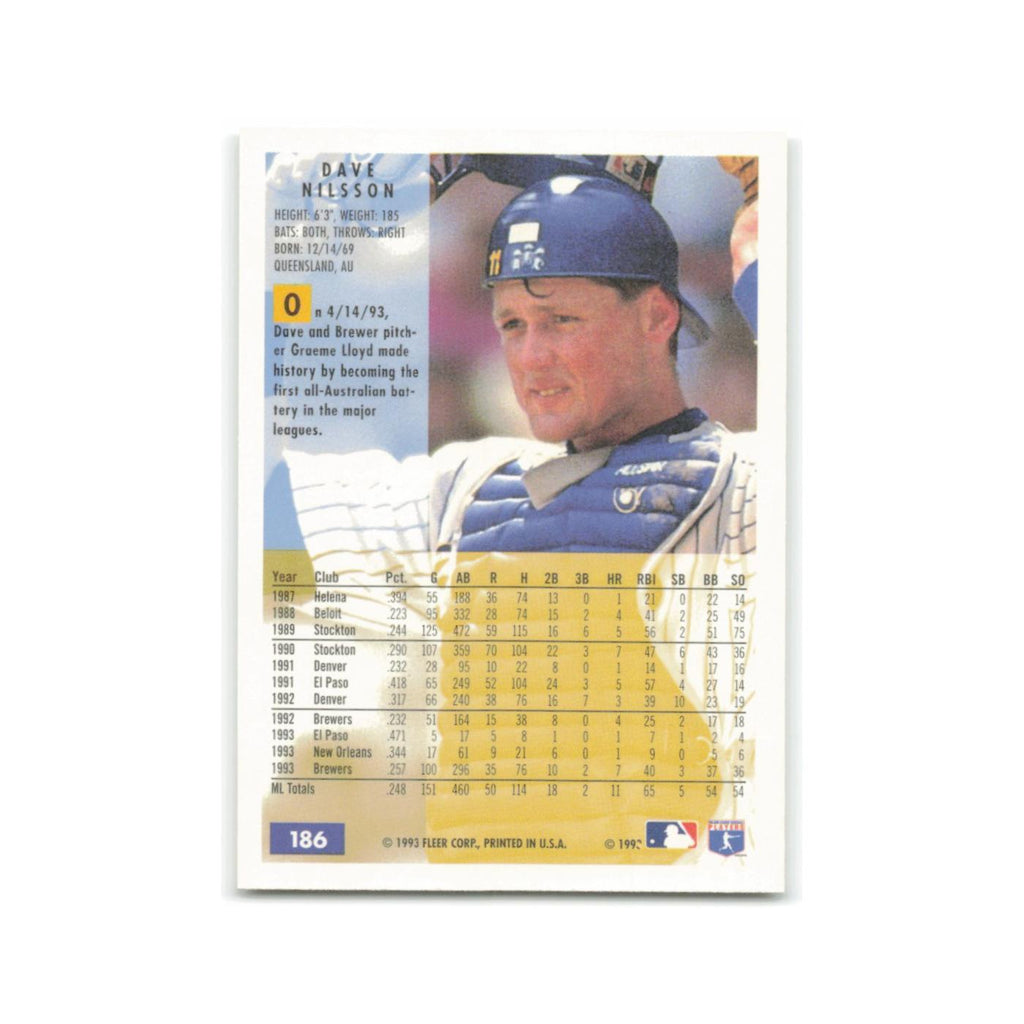 Dave Nilsson 1994 Fleer #186 Milwaukee Brewers Baseball Card NM