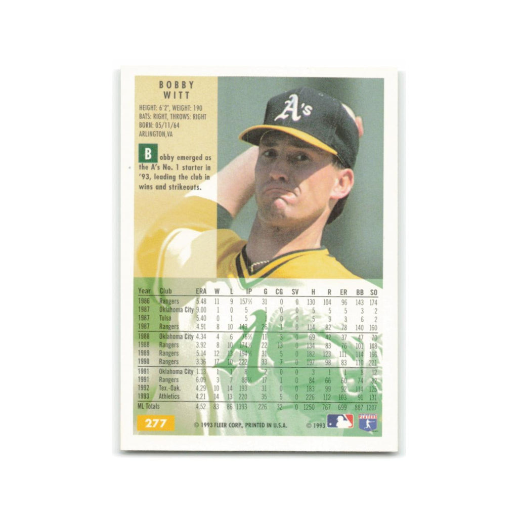 Bobby Witt 1994 Fleer #277 Oakland Athletics Baseball Card NM