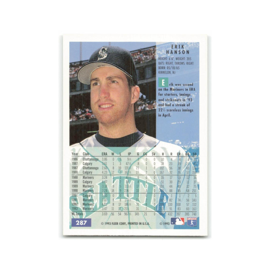 Erik Hanson 1994 Fleer #287 Seattle Mariners Baseball Card NM
