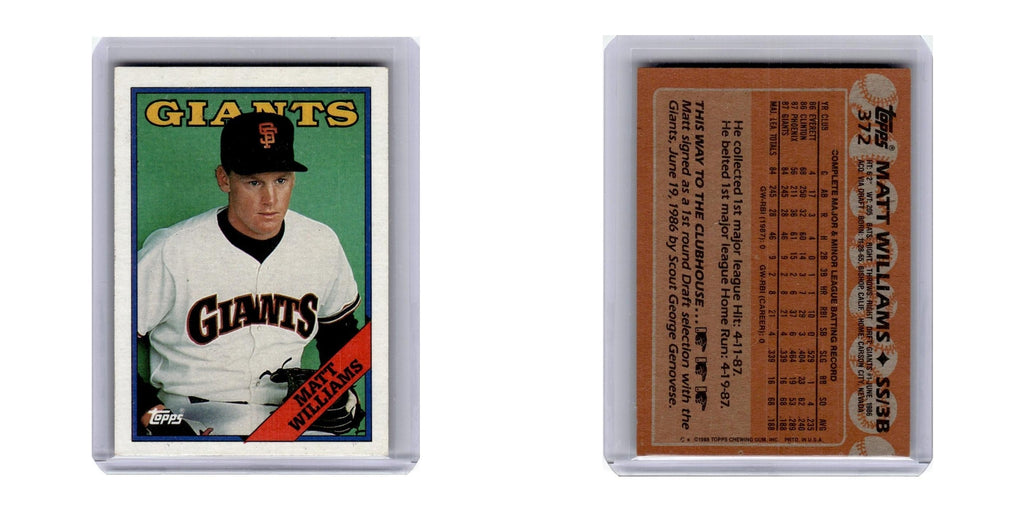 1988 Topps Matt Williams RC Giants #372