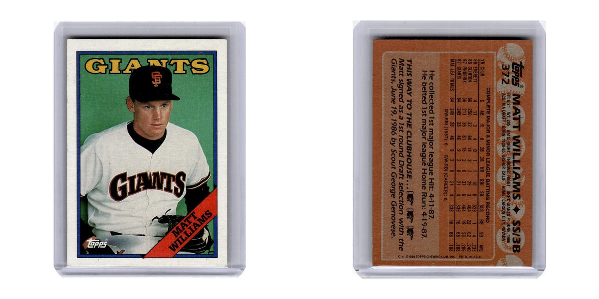 1988 Topps Matt Williams RC Giants #372