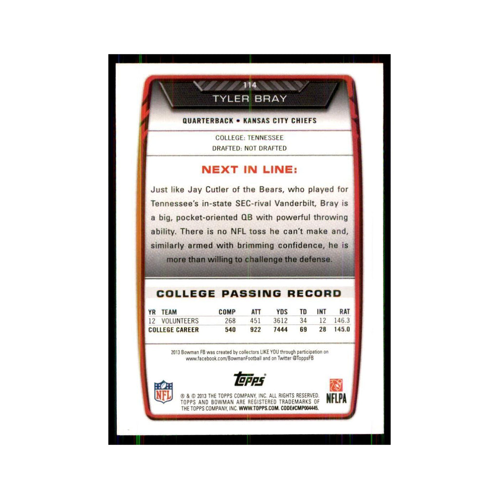 2013 Bowman Tyler Bray RC Football Cards #114