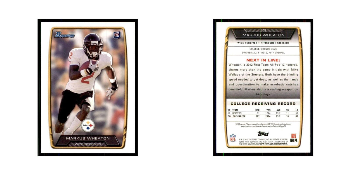 2013 Bowman Markus Wheaton RC Football Cards #152