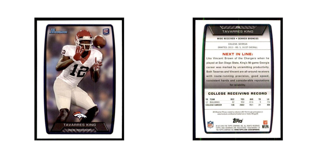 2013 Bowman Tavarres King RC Football Cards #134