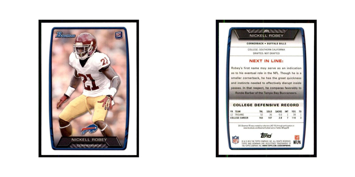 2013 Bowman Nickell Robey RC Football Cards #201