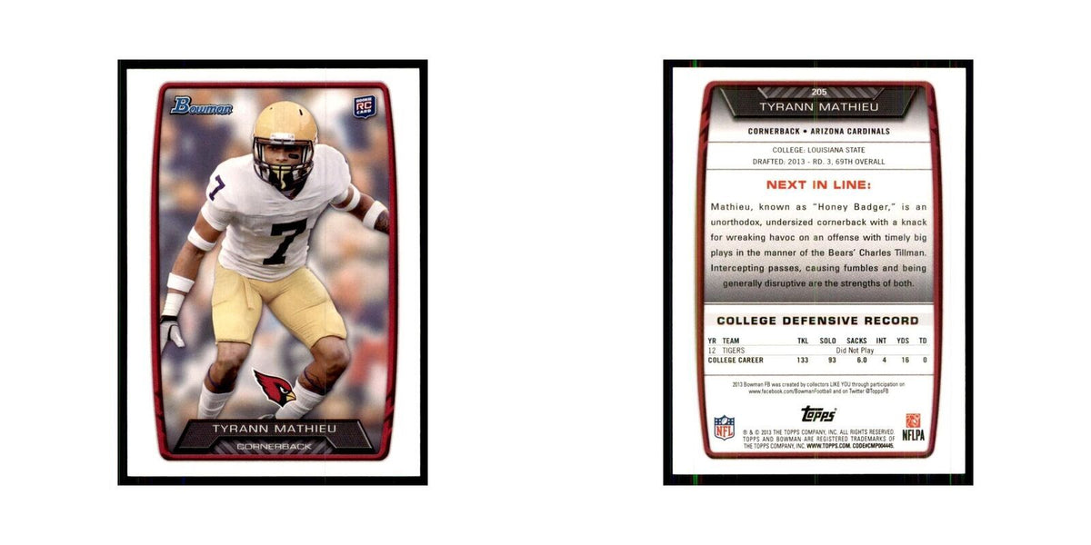 2013 Bowman Tyrann Mathieu RC Football Cards #205