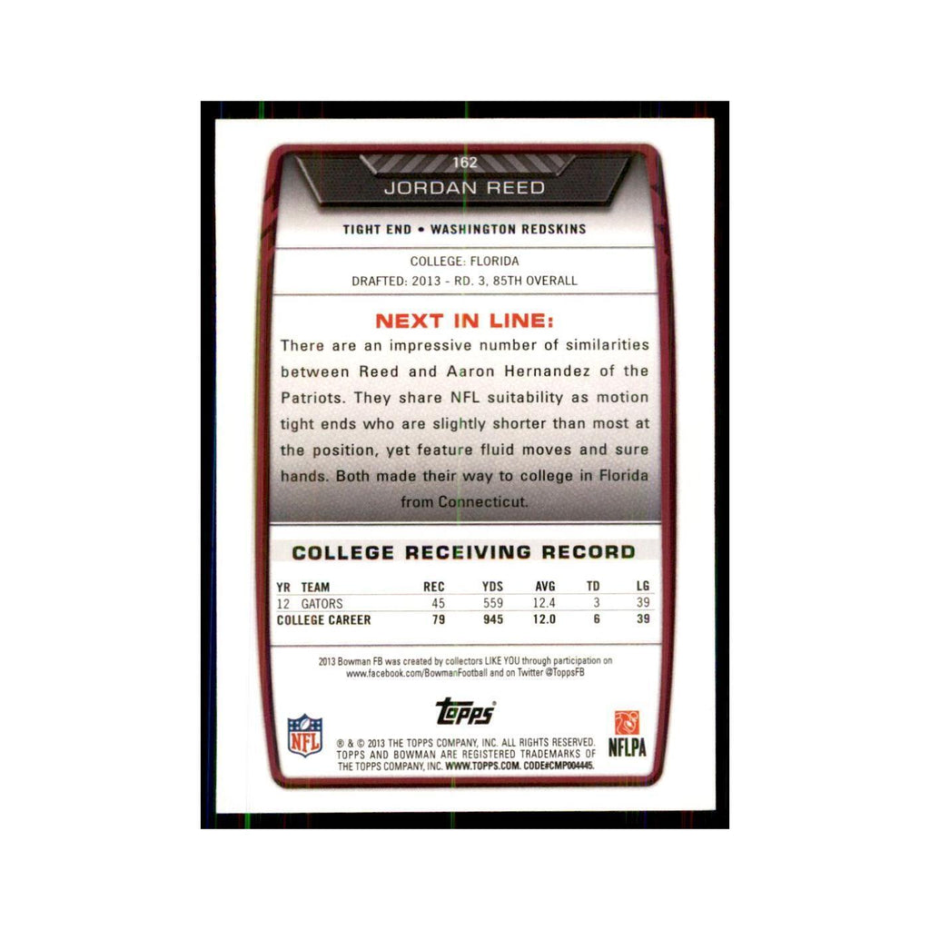2013 Bowman Jordan Reed RC Football Cards #162