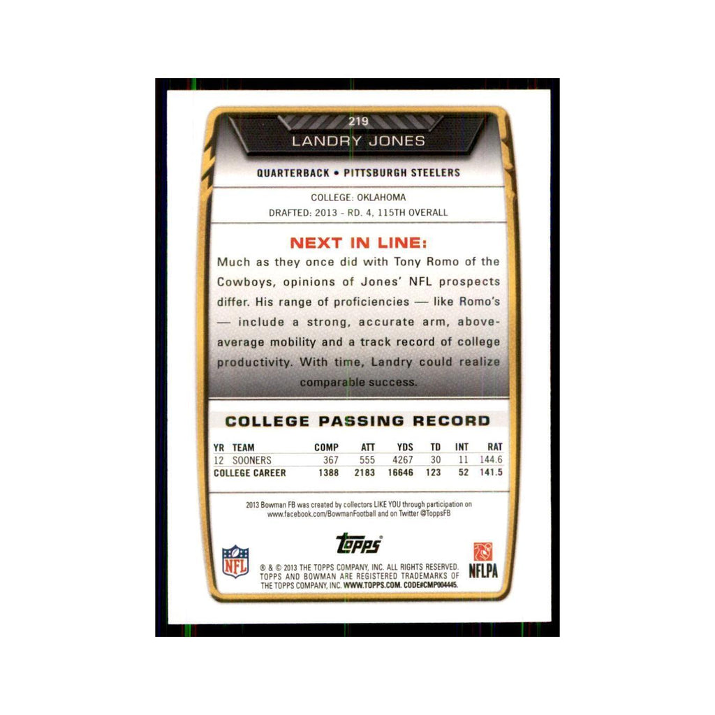 2013 Bowman Landry Jones RC Football Cards #219