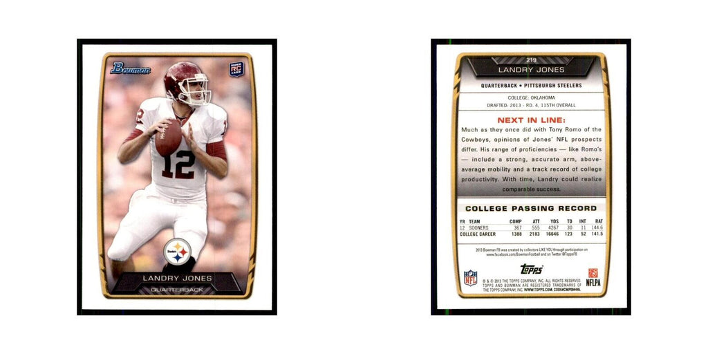 2013 Bowman Landry Jones RC Football Cards #219