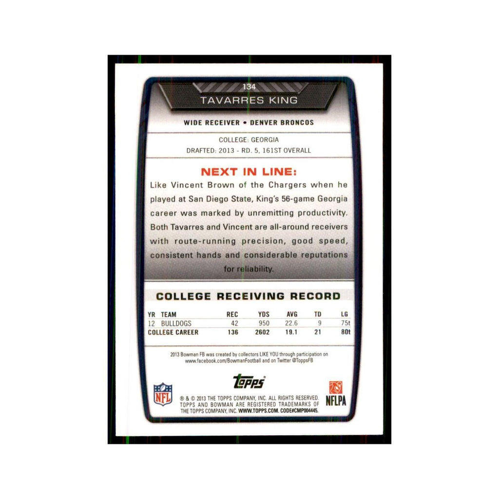 2013 Bowman Tavarres King RC Football Cards #134