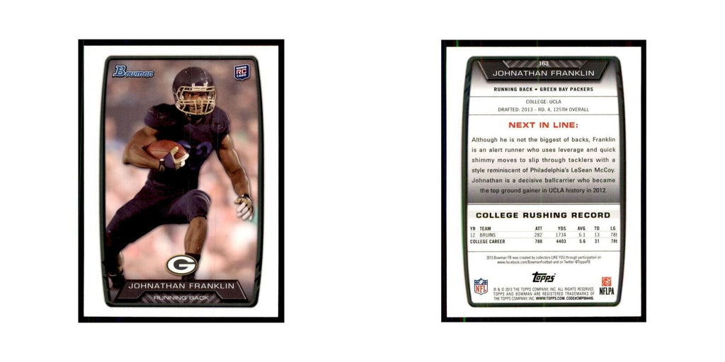 2013 Bowman Johnathan Franklin RC Football Cards #163