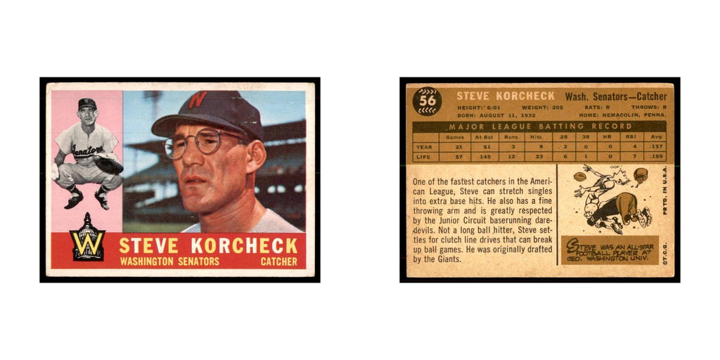 1960 Topps Steve Korcheck Baseball Cards #56