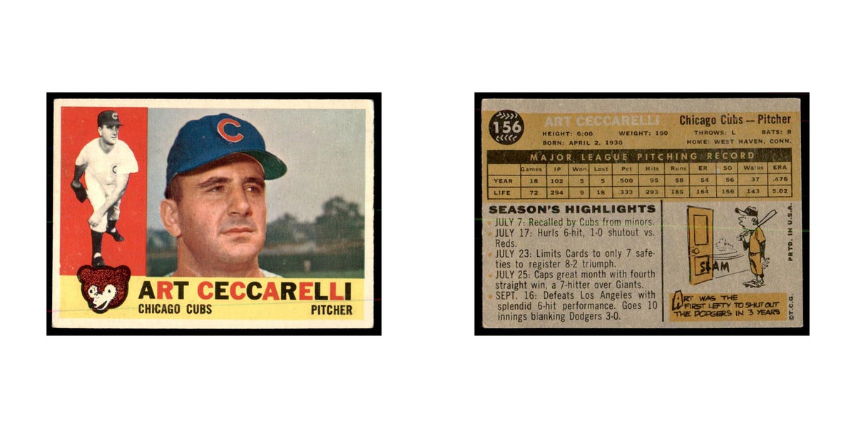 1960 Topps Art Ceccarelli Baseball Cards #156