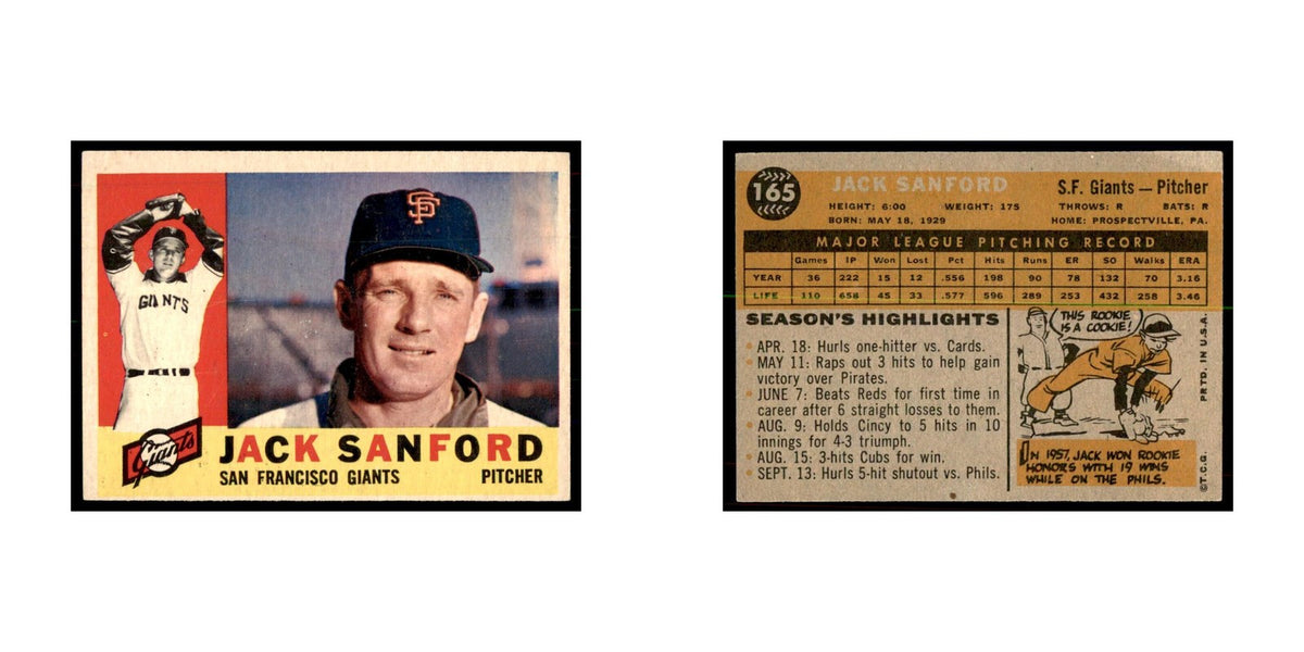 1960 Topps Jack Sanford Baseball Cards #165