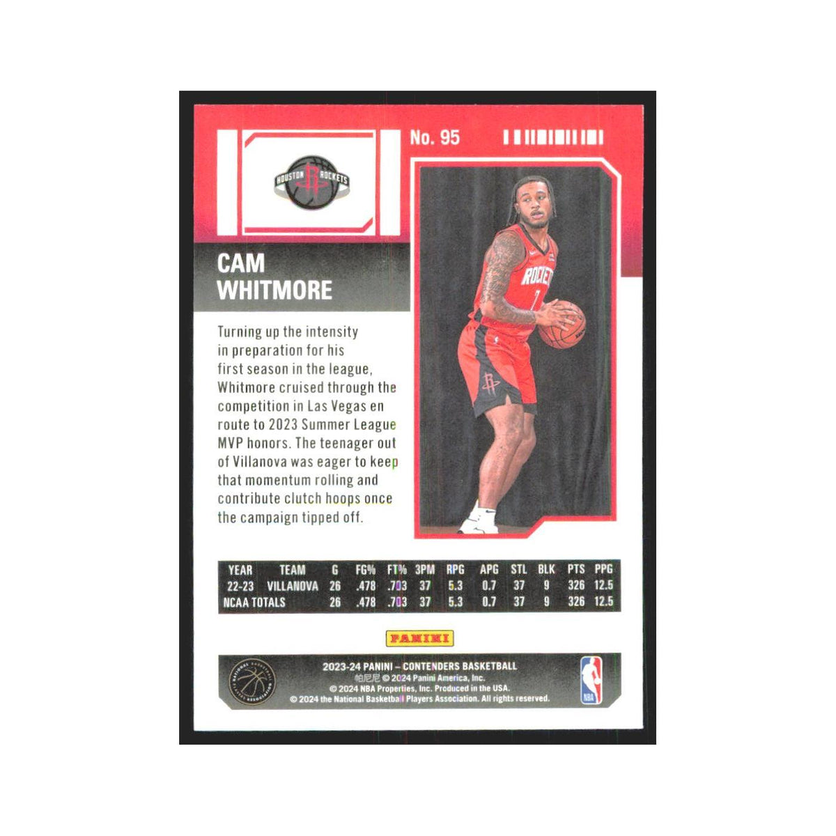 2023 Panini Contenders Cam Whitmore Rockets #95