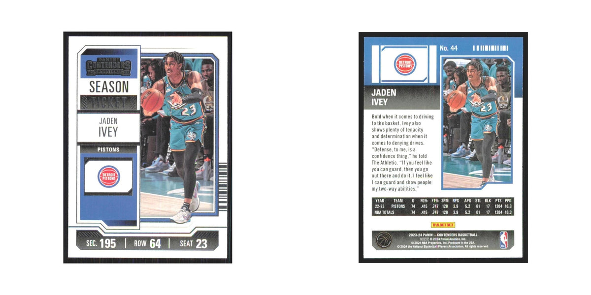 2023 Panini Contenders Jaden Ivey Pistons #44