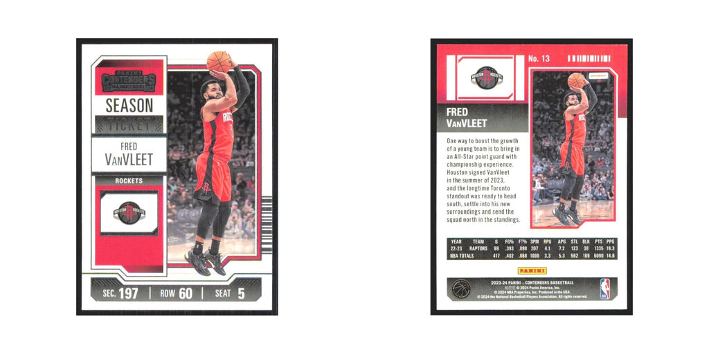 2023 Panini Contenders Fred VanVleet Rockets #13