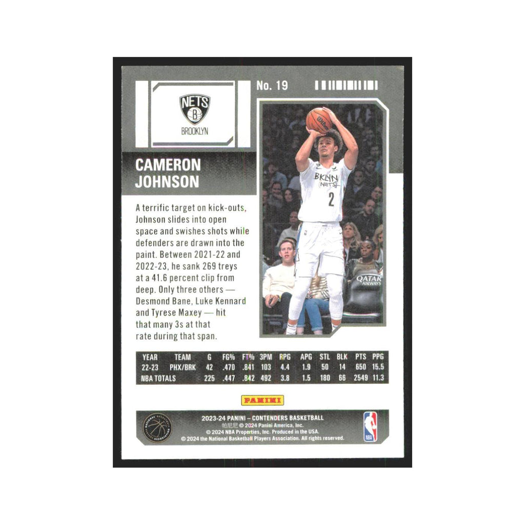 2023 Panini Contenders Cameron Johnson Nets #19
